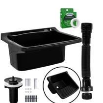 Kit Tanque De Plastico Preto 22 Litros Para Lavar Roupas Astra