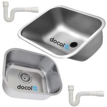 Kit Tanque Docol Inox 50x40x23 Acetinado Lavanderia e Cuba Cozinha Inox Docol 40x34x18 Acetinado