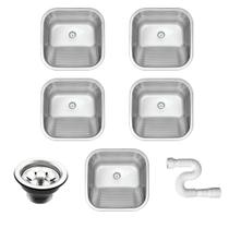 Kit Tanque Inox Cozinha As 40x34x20 Fosco Aço 304 5 Unidades