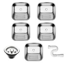 Kit Tanque Inox Cozinha As 40x40x22 Aço 304 5 Unidades