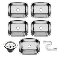 Kit Tanque Inox Cozinha As 50x40x23 Aço 304 5 Unidades