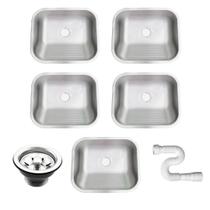 Kit Tanque Inox Cozinha As 50x40x23 Fosco Aço 304 5 Unidades