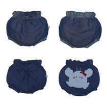 Kit Tapa Fralda 2 Peça Bebê Menina Suedine Jeans Raquel Kit Tapa Fralda 2 Peça Bebê Menina Suedine Jeans Raquel