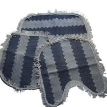 Kit Tapete 3 Peças Antiderrapante p/ Banheiro Zig-Zag Cinza / Cru Kit Tapete 3 Peças Antiderrapante p/ Banheiro Zig-Zag Cinza / Cru