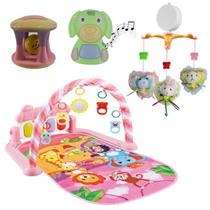 Kit Tapete Atividade Musical Floresta Rosa + Acessórios Bebê