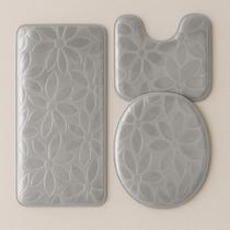 Kit Tapete Banheiro 3 Peças Antiderrapante Florido