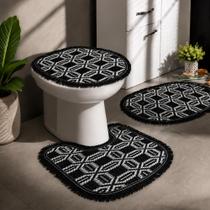 Kit Tapete Banheiro 3 Peças Tear Lavável Luxo Antiderrapante Decoração Casa Kit Tapete Banheiro 3 Peças Tear Lavável Luxo Antiderrapante Decoração Casa