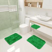 Kit Tapete Banheiro Felpudo Peludo Verde 40 x 60 cm - TAPETES SATURS