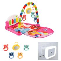 Kit Tapete Bebe Ginásio Móbiles Rosa e Luminária Inteligente