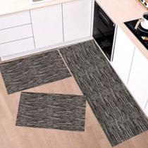 Kit Tapete Capacho e Passadeira Cozinha 3 Peças Antiderrapante Decoração Diversas Estampas