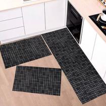 Kit Tapete Capacho e Passadeira Cozinha 3 Peças Antiderrapante Decoração Diversas Estampas