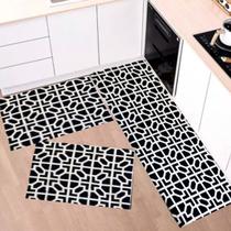 Kit Tapete Capacho e Passadeira Cozinha 3 Peças Antiderrapante Decoração Diversas Estampas