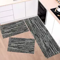 Kit Tapete Capacho e Passadeira Cozinha 3 Peças Antiderrapante Decoração Diversas Estampas