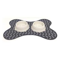 Kit Tapete Comedouro/Bebedouro Bege - Preto Kit Tapete Comedouro/Bebedouro Bege - Preto