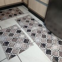 Kit Tapete Cozinha Jogo 3 Peças Antiderrapante Mosaico Kit Tapete Cozinha Jogo 3 Peças Antiderrapante Mosaico
