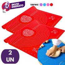 Kit Tapete Culinário Com Medidas Silicone Maleável Esteira Confeitaria Massas Pizza Artesanato
