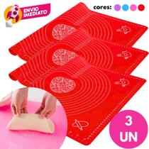 Kit Tapete Culinário Silicone Maleável Com Medidas Esteira Confeitaria Massas Pizza Artesanato