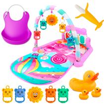 Kit Tapete De Atividades Infantil Com Babador Mordedor E Patinhos De Banho