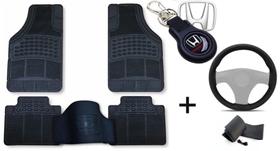 Kit Tapete de Borracha + Capa de Volante + Chaveiro para Honda Civic 2014 Até 2023