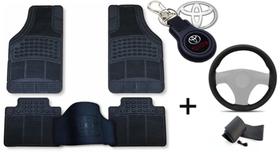 Kit Tapete de Borracha + Capa de Volante + Chaveiro para Toyota Corolla 2013 Até 2023