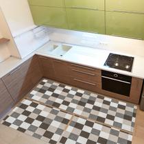 Kit Tapete de Cozinha 3 Peças em Tecido Jacquard c/ Antiderrapante Látex - Pixel Caramelo