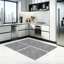 Kit Tapete De Cozinha Antiderrapante Tenerife Preto