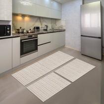 Kit Tapete De Cozinha Antiderrapante Verona Bege