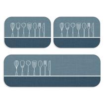 Kit Tapete De Cozinha Azul Talher Kit Tapete De Cozinha Azul Talher