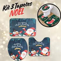 Kit Tapete de Vaso Pia Para Banheiro Natalino Antiderrapante Papai Noel 3 Peças - Mandacaru Express