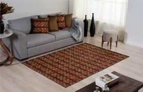 Kit Tapete e Capa Almofadas Decorativas Sala Quarto Mosaico Laranja e Marrom - Pascogran Store Enxoval