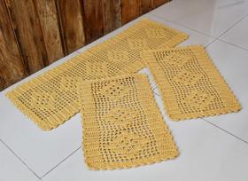 Kit Tapete e Passadeira Cozinha Retangular 3 Peças Losango