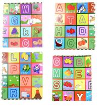 Kit tapete educativo 60x60cm infantil eva alfabeto tatame bebe montavel com 4 placas