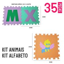 Kit tapete eva alfabeto 26 peças + animais 9 pçs