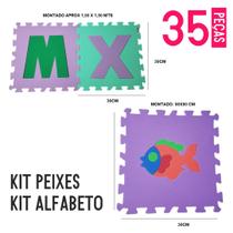 Kit tapete eva alfabeto + peixes 35 pçs 30x30cm cada