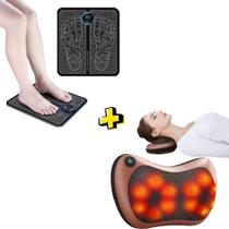 Kit Tapete Massageador Digital + Almofada Massagem Shiatsu Bivolt