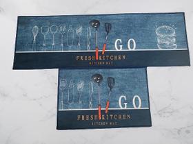 Kit tapete para cozinha antiderrapante belga 2 peças - escolha estampa