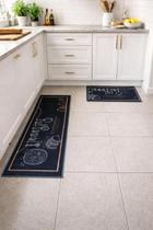 Kit Tapete Passadeira Cozinha Antiderrapante 2 Pçs Preto 118 M 40 M Geométrico Preto
