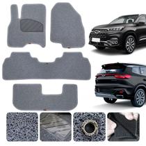Kit tapete Tapete Tiggo 8 2021 2022 23 Premium Traseiro inteiriço Capacho Cinza 4 Peças