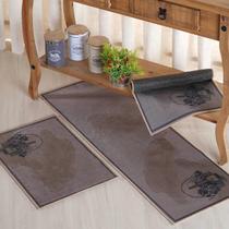 Kit Tapete Velour 3 Pças Antiderrapante Wine Bege Bene Casa