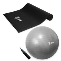 Kit Tapete Yoga PVC e Bola Suiça 55cm pilates Odin Fit