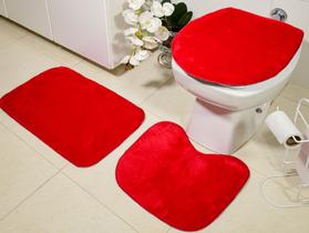 kit Tapetes 3 peças Banheiro na cor Vermelho