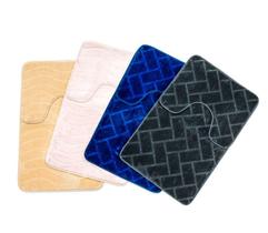 Kit Tapetes Soft Para Banheiro Xadrez Design 02 Peças Azul
