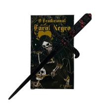 Kit Tarô Baralho Caveira Negro 22 Cartas e Athame Preto Ritual Cartomante