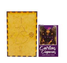 Kit Taro Cartas Ciganas 36 cartas e Porta Tarô Caixa Madeira