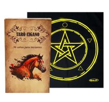 Kit Tarot Cigano Iniciantes e Toalha Tarô Brilho Série Ouro Kit Tarot Cigano Iniciantes e Toalha Tarô Brilho Série Ouro