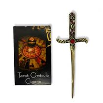 Kit Tarot Oráculo Cigano e Punhal Dourado