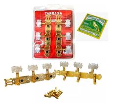 Kit Tarraxa Pino Fino p/ Violão Aço /Ny Dourada MXT + Cordas