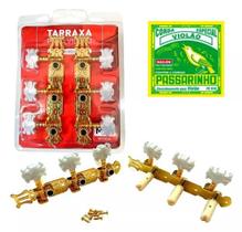 Kit Tarraxa Pino Grosso Violão Nylon Dourada MXT + Cordas