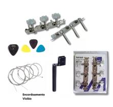 Kit Tarraxa Violao Pino Fino Cromada + Acessorios