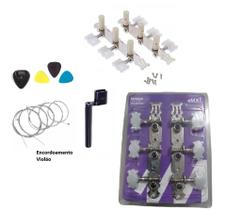 Kit Tarraxa Violao Pino Grosso Cromada + Acessorios